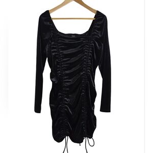 Wild Fable Black Ruched Long Sleeve Dress